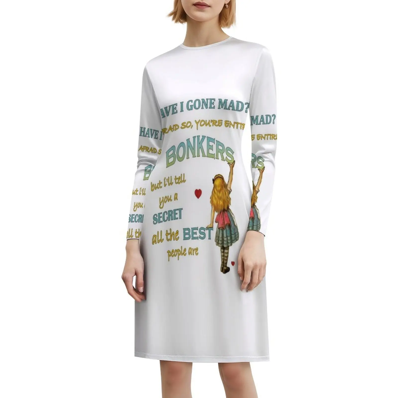 Alice In Quote-You're Allamente Bonkers Abito bohémien senza maniche per donna Stampa Abiti da festa in spiaggia Alice In Tea Party Lewis