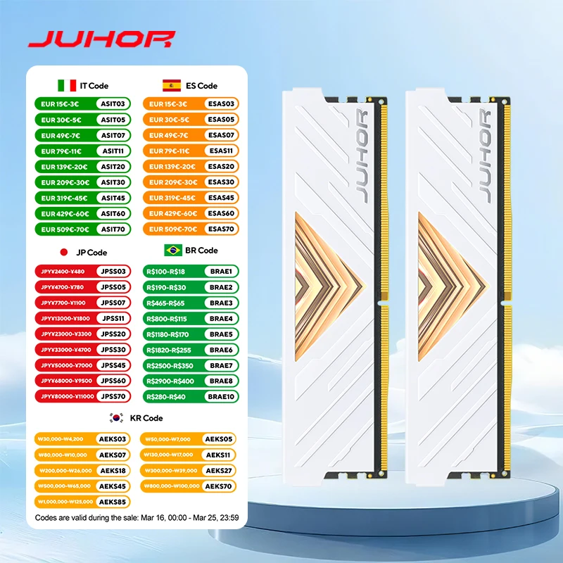 JUHOR DDR4 8GB 16GB 3200MHz  XMP2.0 Overclocking Compatible for