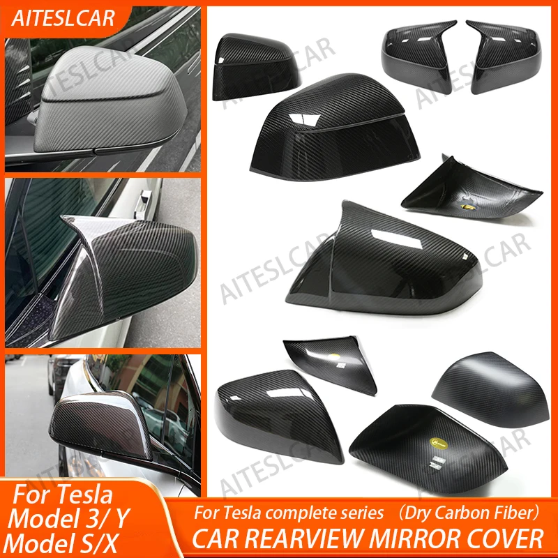 

For Tesla Model Y Juniper 2025 Rearview Mirror Cover Real Carbon Fiber Side Mirror Cover Model 3/Y/S/X Car Exterior Accessory
