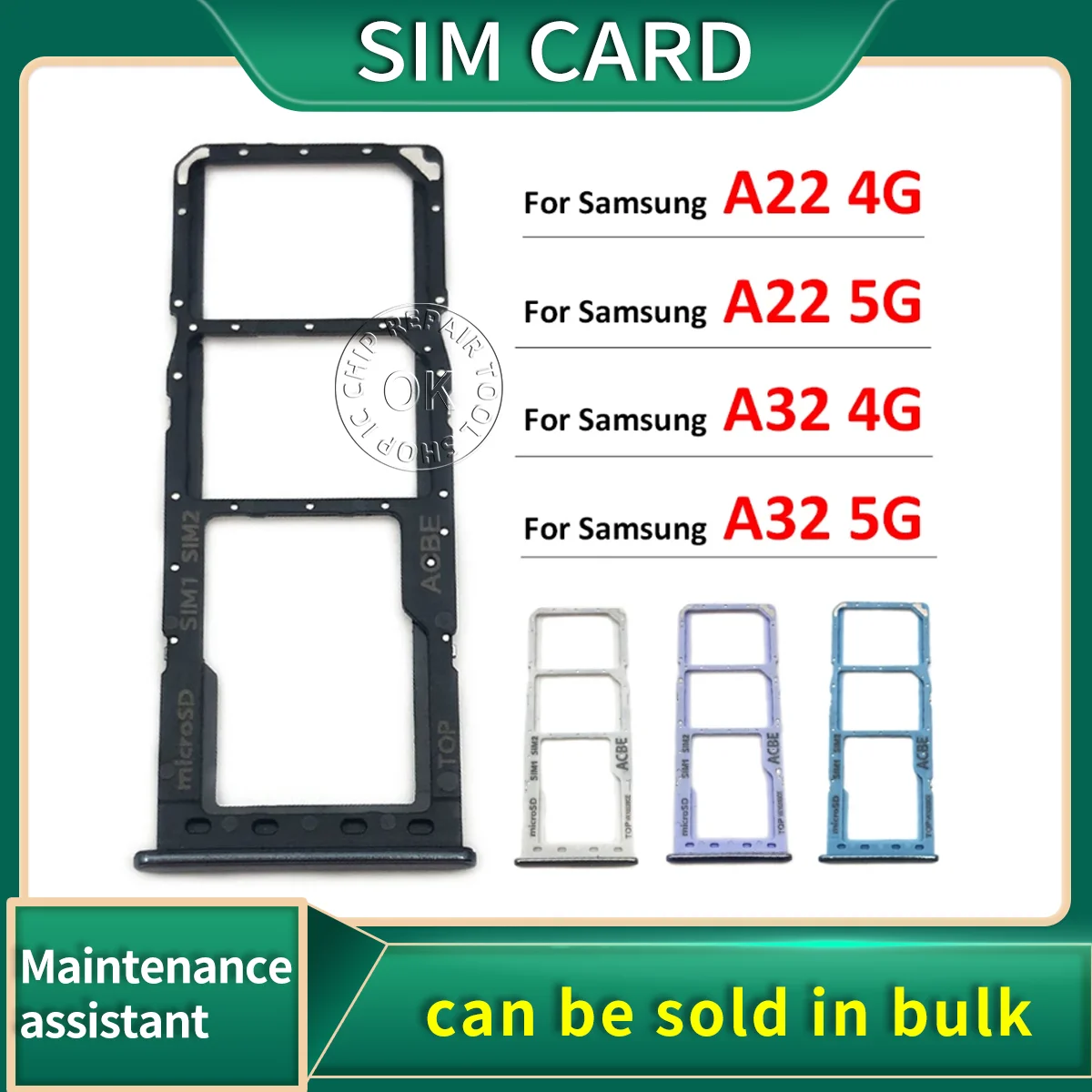 Accesorios originales para Samsung Galaxy A22, A32, 4G, 5G, A225F, A226B, A325F, A326B, bandeja de tarjeta SIM, soporte de ranura, nuevo adaptador r