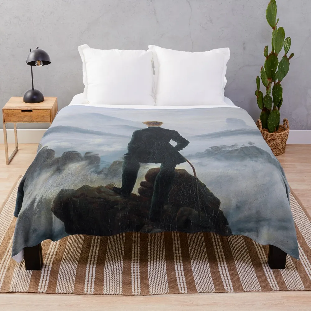 

Casper David Friedrich's Wanderer Above the Sea of Fog Throw Blanket Picnic Blankets For Sofas Blankets