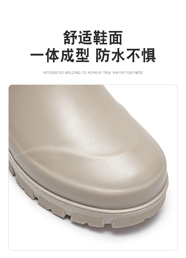 2026 Modische koreanische Damen-Regenstiefel (Wadenhöhe) mit dicker Sohle, verschleißfest, rutschfest, wasserdicht, für die Autowäsche geeignet – Detail 7
