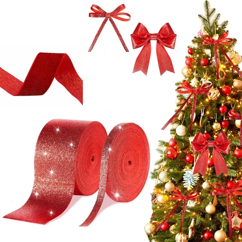 5/7/10 ياردة عيد الميلاد الديكور السلكية حافة شريط من الساتان الاصطناعي لتغليف صندوق الهدايا كعكة ديكور شجرة قلادة قابلة لإعادة الاستخدام
