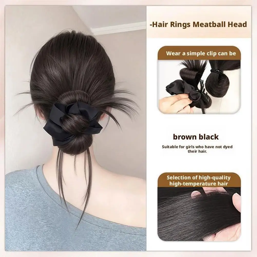 Chicken Feather Bun Head Synthetic Wig Grab Clip Temperament Flower Bud Head Fluffy Natural Back Head Coiled Hair Styling Wig