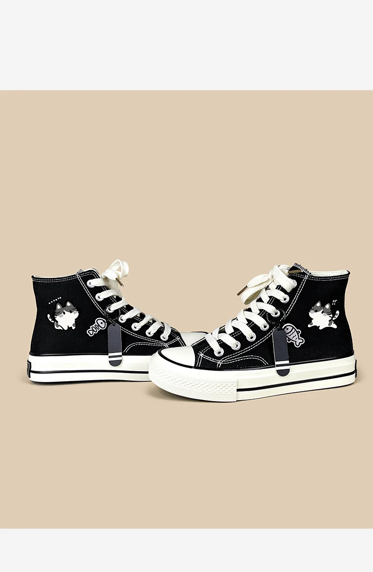 Amy und Michael Kawaii Anime Mädchen Studenten Alltagsschuhe Damen High-Top Canvas-Schuhe Schwarze Schnürschuhe Flache Freizeitsneaker – Detail 10