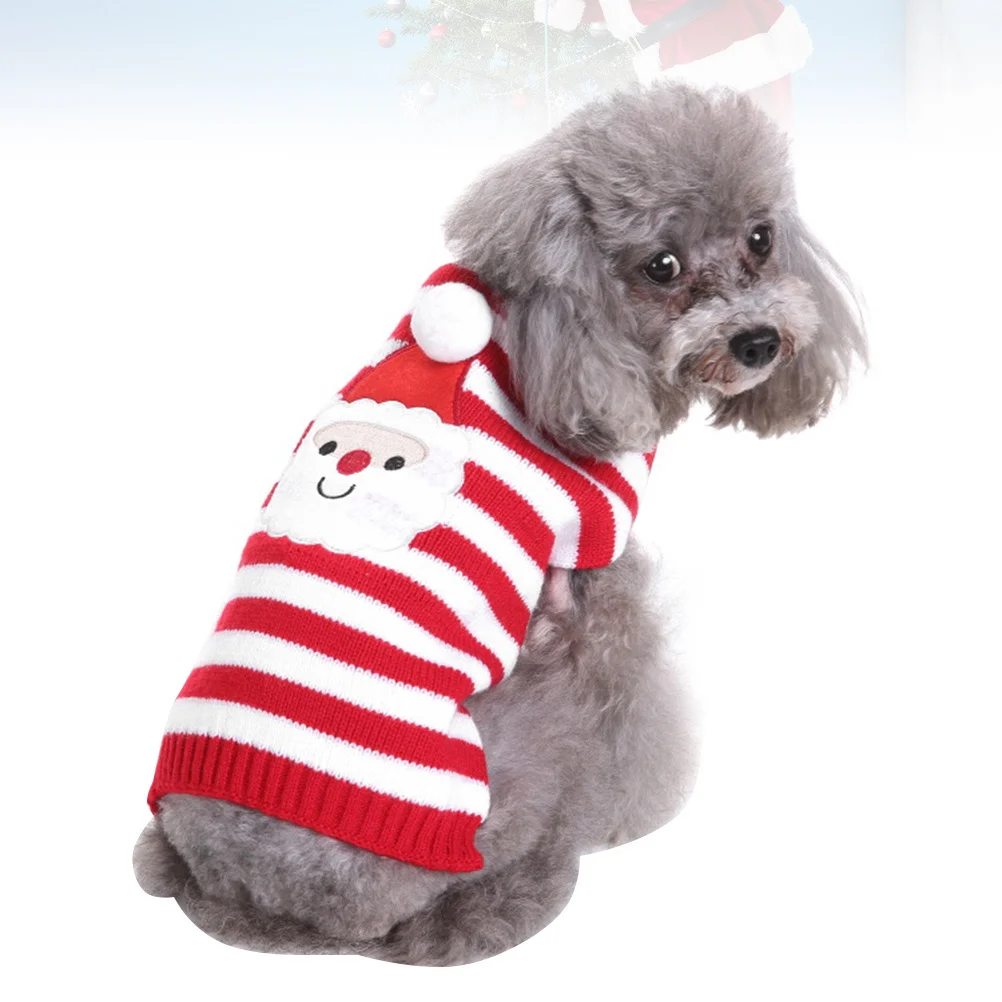 

Soft Christmas Pet Sweater Santa Claus Pattern Turtleneck Design Warm Puppy Clothes for Small Dogs Winter Party Outfit