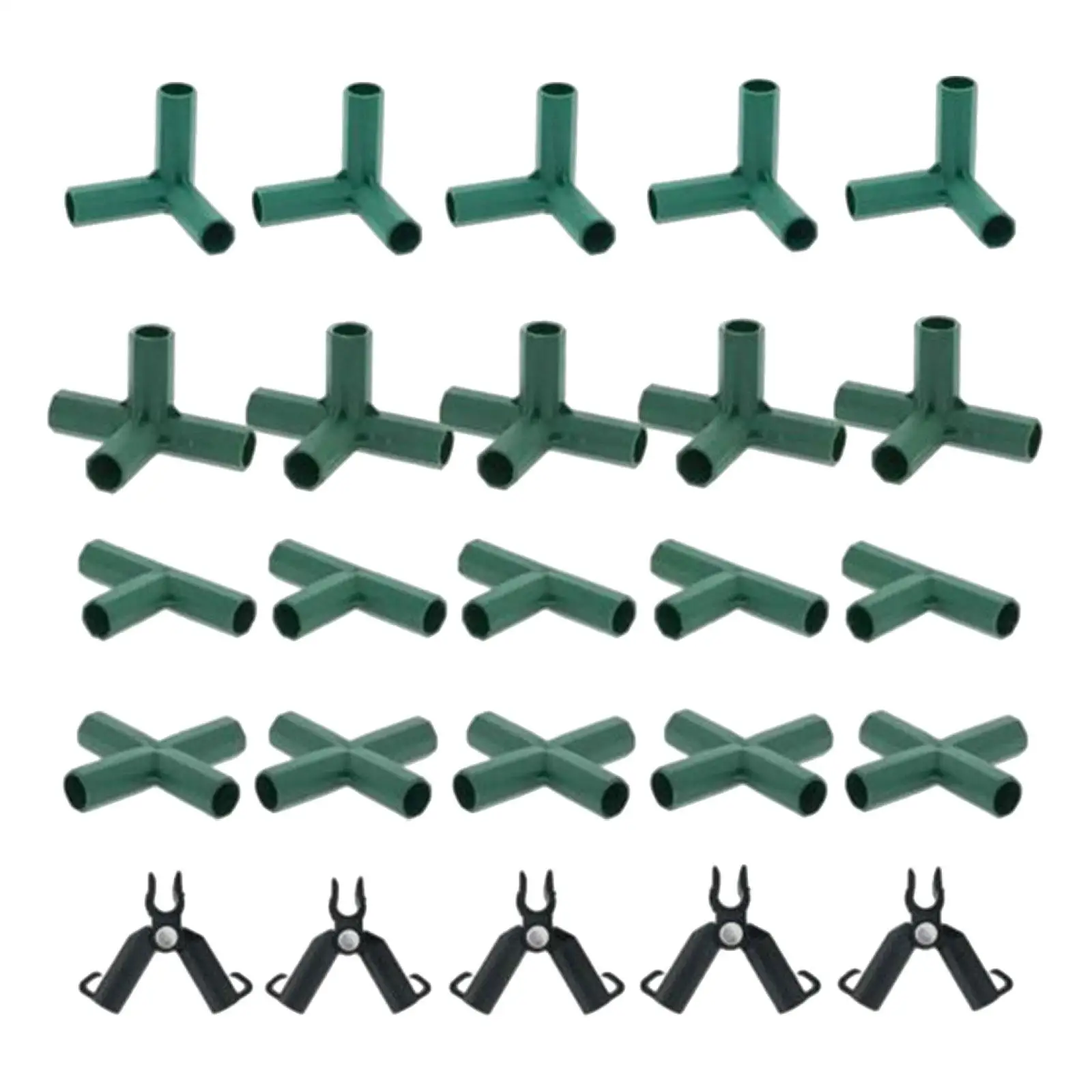 20Pcs Pipe Fitting Gardening Bracket Joint 11mm 5 Types PVC Fittings Greenhouse Bracket Joint Connectors for Plant Stakes