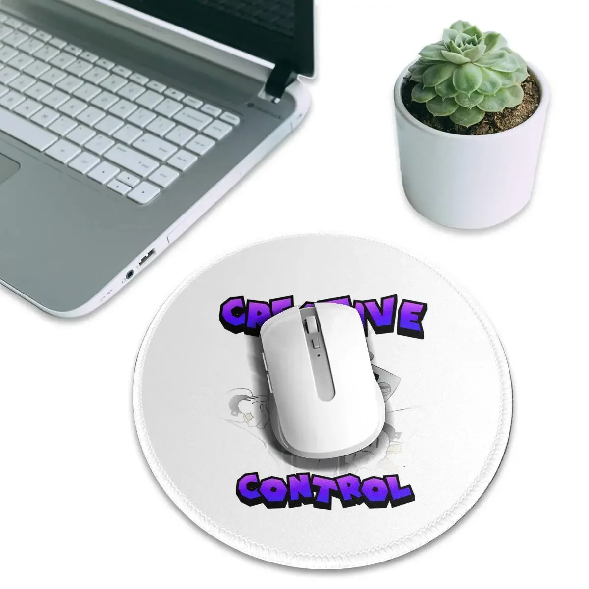 Creative Control (Mr. Puzzles) (Transparent Version) Round Mouse Pad Computer Keyboard Mouse Mat Gaming Laptop Desk Mat