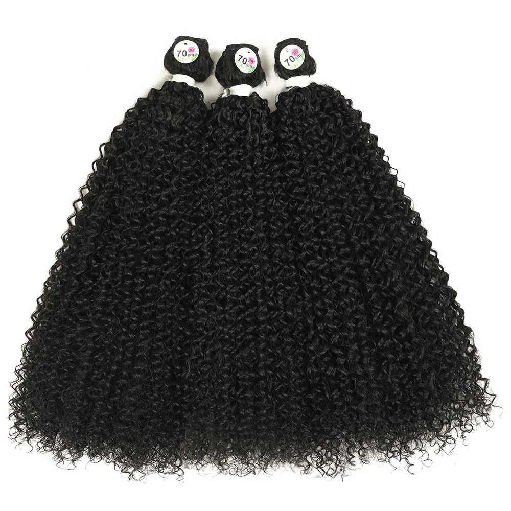 Long Synthetic Kinky Curly Hair Extensions Ombre Blonde Jerry Wave Bundles Heat Resistant Fake Crochet Hair for Women