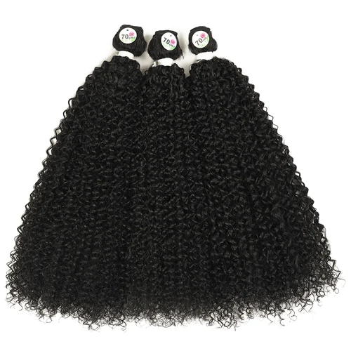 Imagen 2 del producto Extensiones de cabello rizado Jerry largo sintético, mechones de cabello con textura ondulada Natural de fibra orgánica resistente al calor ombré de 24-26-28 pulgadas