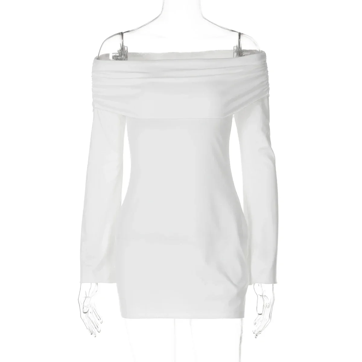 CPSYMYM Donna Primavera Autunno Manica lunga Party Club Sera aderente Mini abito bianco di base Articoli all'ingrosso per le imprese