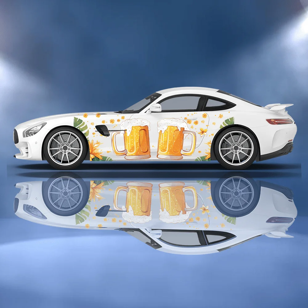 

Coconut Leaf Beer Toast Car Vinyl Wraps Decal Self-adhesive PVC Sticker Suitable for Trucks SUV Decoration Auto Accessories Gift
