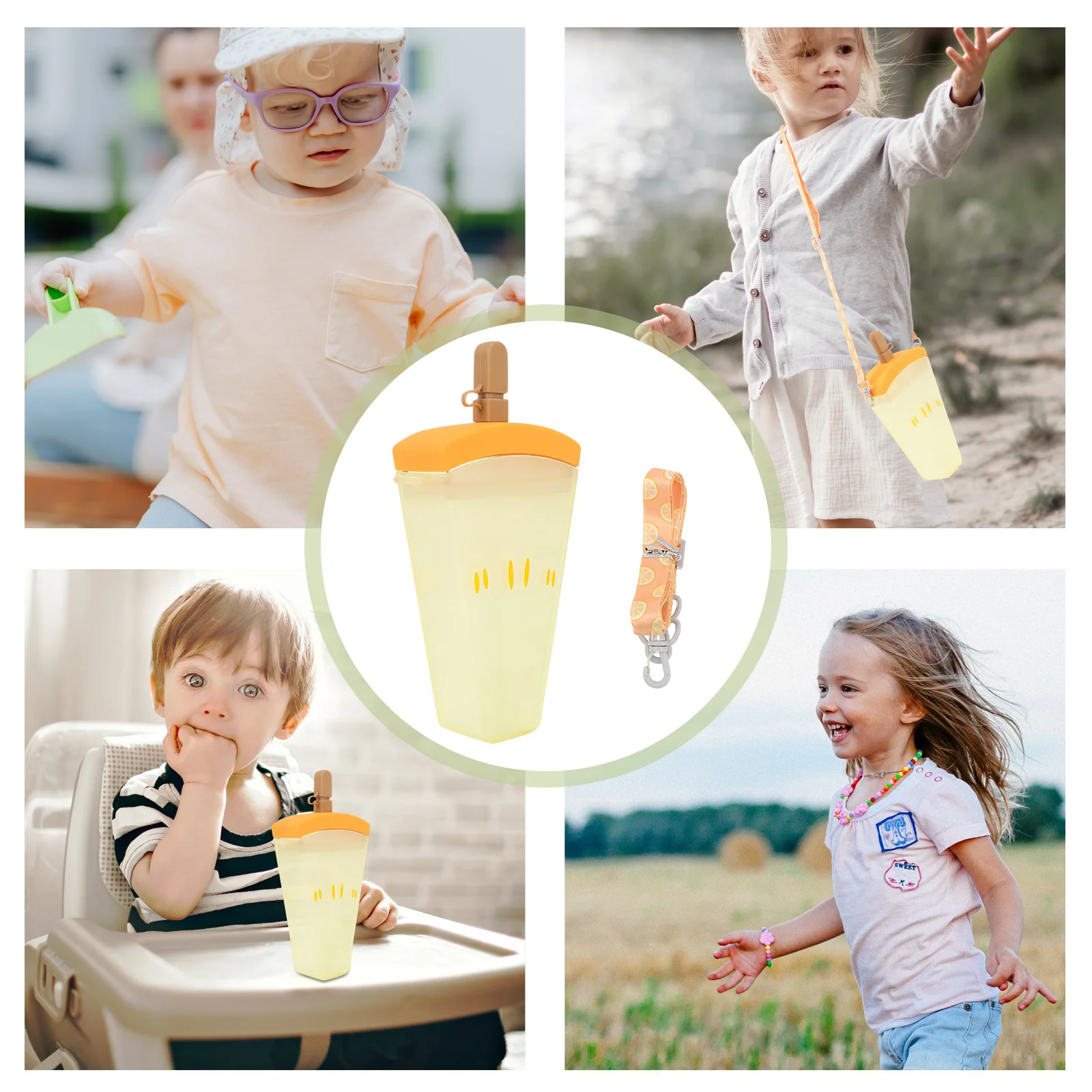 

Summer Water Bottle Cute Ice Shape Drinking Cup with Handle Leakproof Design for Kids Portable Outdoor Hydration