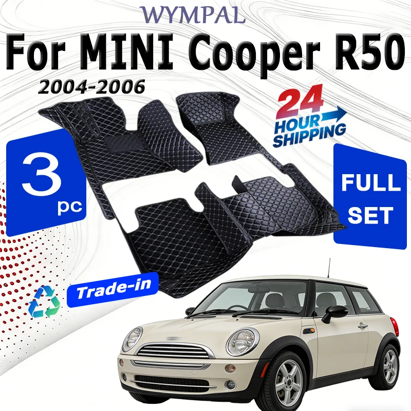 

Luxury Custom Automotive Car Floor Mats For MINI Cooper R50 2004 2005 2006 Auto Leather Men Women Car Mats Full Coverage