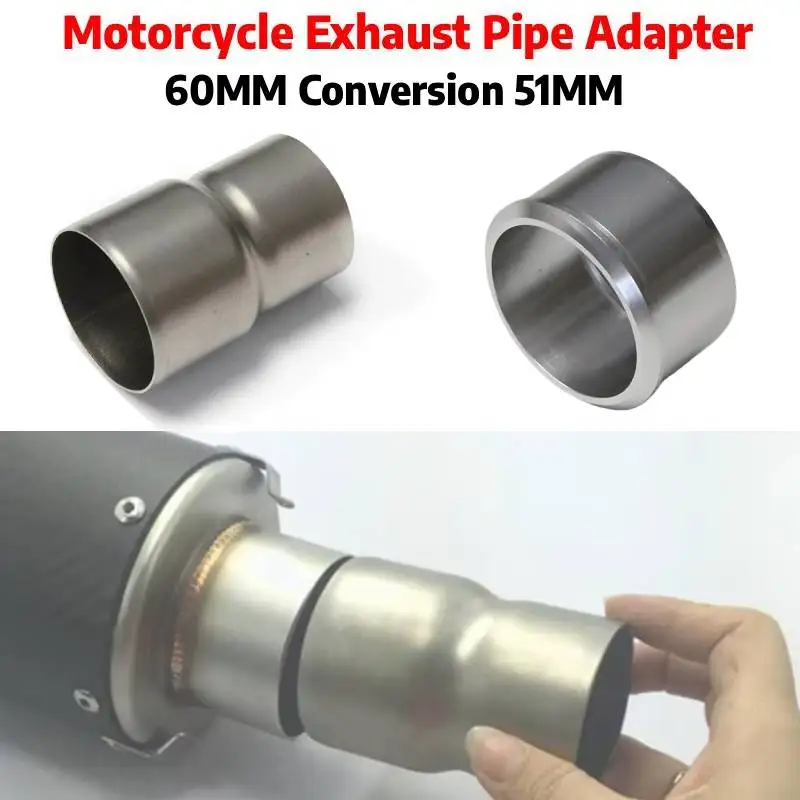 

Stainless steel motorcycle exhaust pipe adapter 60mm to 51mm variable diameter connector