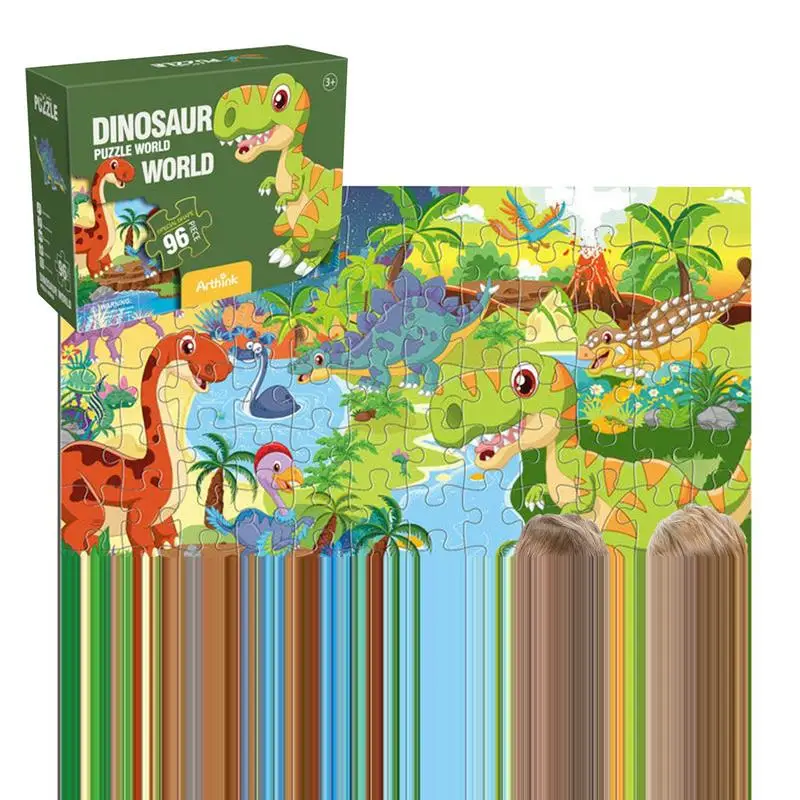 Duże puzzle z motywem zwierzęcym 96 sztuk puzzle dla dzieci zabawki-puzzle zabawka edukacyjna z wyraźnym nadrukiem do podróży w szkole domowej i na zewnątrz