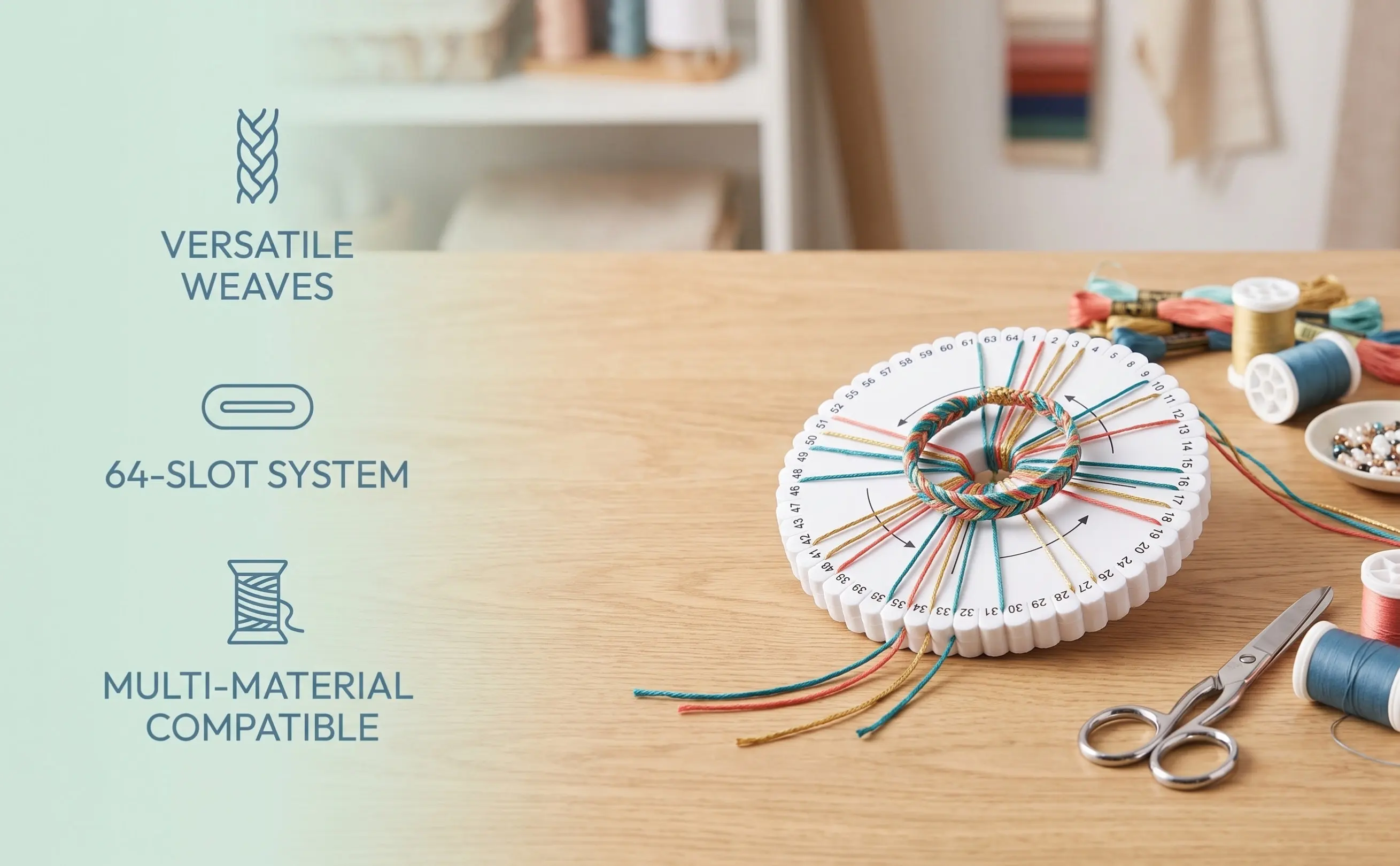 64-Slot Braiding Disk Thick Kumihimo Bracelet Braiding Board Round Foams Braided Plate for DIY String Bracelet Making