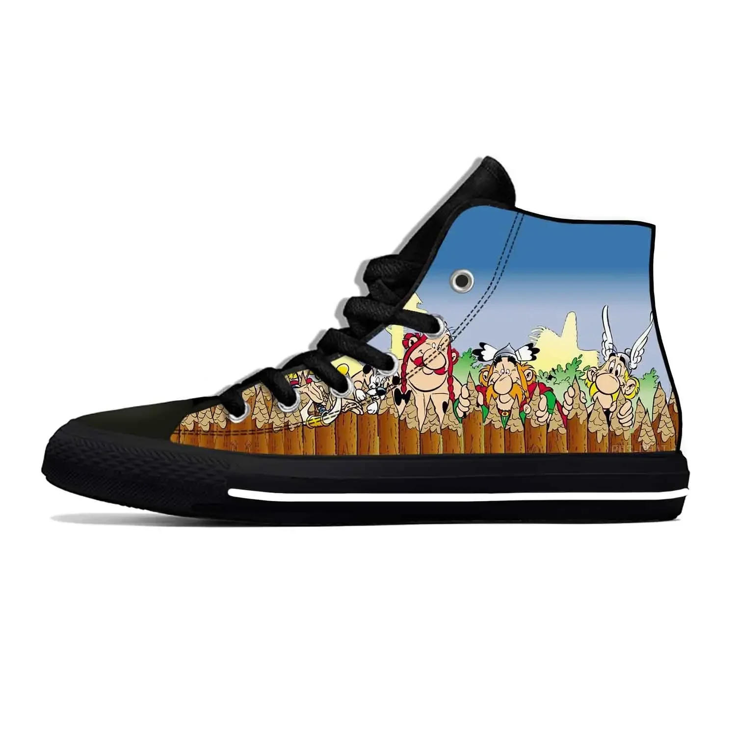 Hot Anime Cartoon Manga Asterix Obelix Adventures Casual Shoes High Top Lightweight Board Shoes Breathable Men Women Sneakers