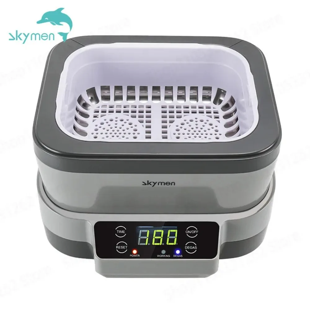 1.2L Ultrasonic Cleaner Stainless Steel Small Household Cleaning Machine for Eyeglasses Jewelry Watch Silver Gold