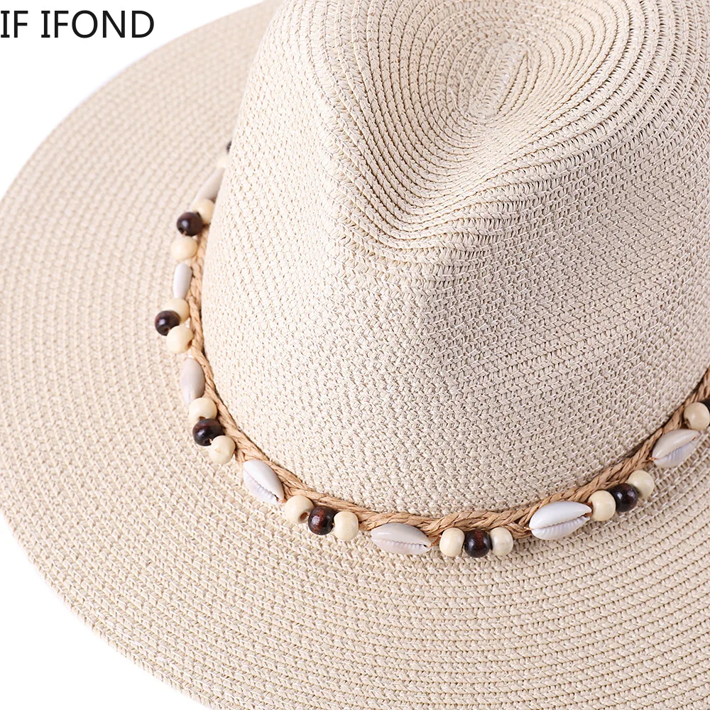 54-58-60CM Women Summer Straw Hat With Natural Shell Conch Outdoor Holiday Parent-Child Hat Panama Beach Sun Hat Dropshipping