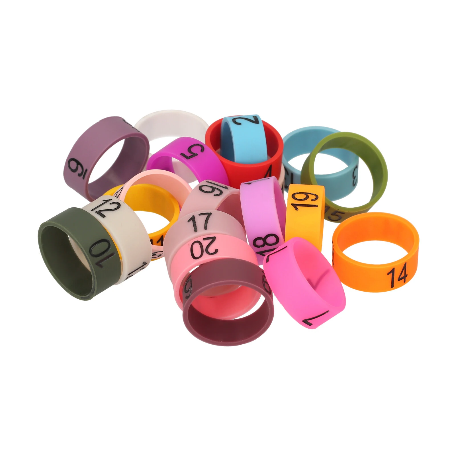 20 PCS Microphone Colored ID Rings Number 1 to 20 Multicolor Soft Silicone Ring for Distinguishing Different Microphones (Random