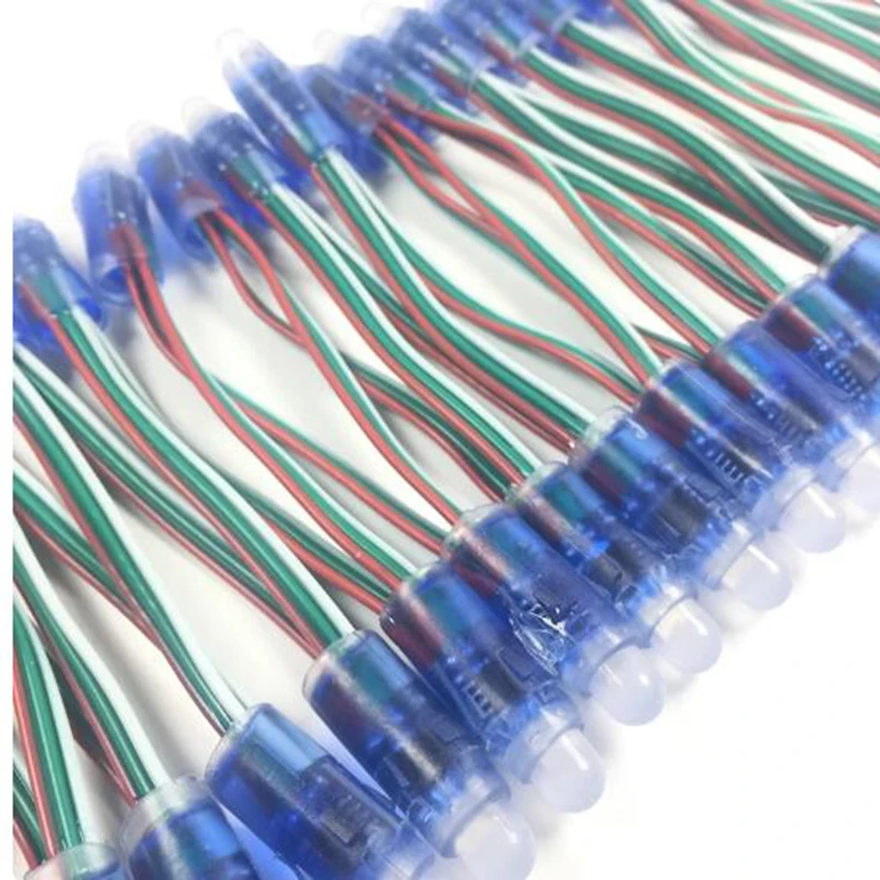 Kleur Led Pixel Module Waterdichte Ip68 Dc 12V 9Mm Ingang 500Pcs Een String Rgb Led Module Voor Reclame Letter