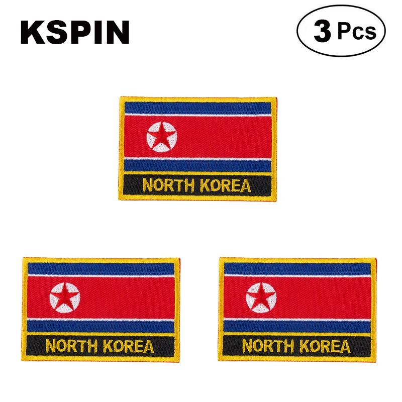 North Korea Rectangular Shape Flag patches embroidered flag patches national flag patches for clothing DIY Decoration