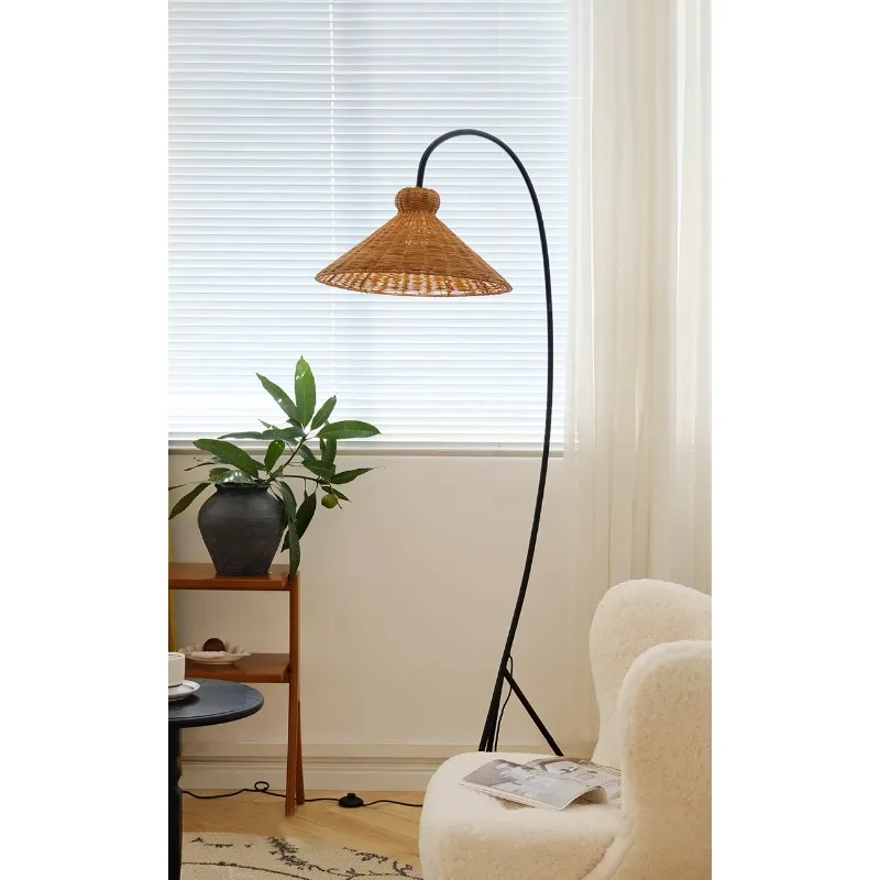 منتصف القرن الروطان مصباح أرضي الفرنسية خمر سوينغ الذراع ل أريكة الجانب المحيطة الإضاءة غرفة الديكور ضوء LED عناصر ديكور المنزل