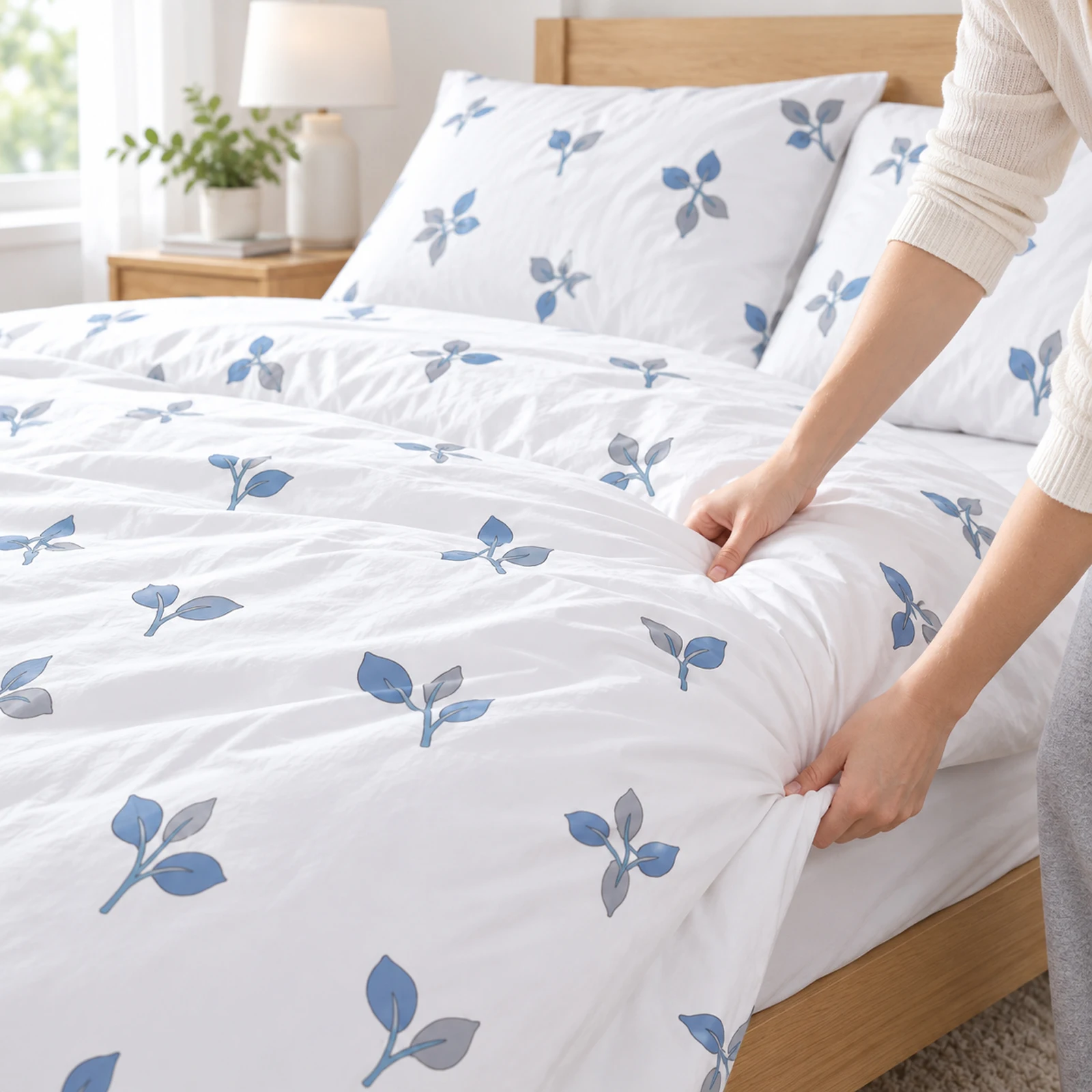 Thick Leaf Duvet Cover Travel Disposable Anti Dirt Printed Four Piece Set Twin Size Hotel Camping Portable Bedding Supply