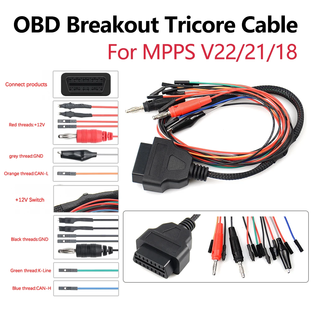 

OBD Breakout Tricore Cable ECU Bench Pinout Cable MPPS V22 Разъемный кабель OBDII MPPS V21 OBD2 Диагностический адаптер MPPS V18