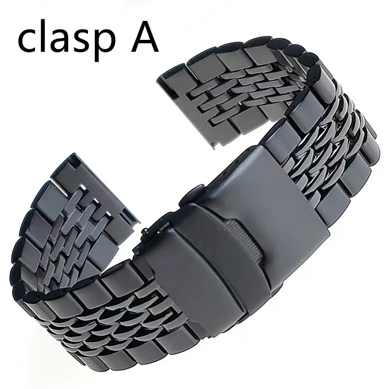 Vintage 20mm 22mm Silver Black Stainless Steel Beads of Rice Universal  Watch Bracelet Band Strap Fit For SKX007 Dive Watch