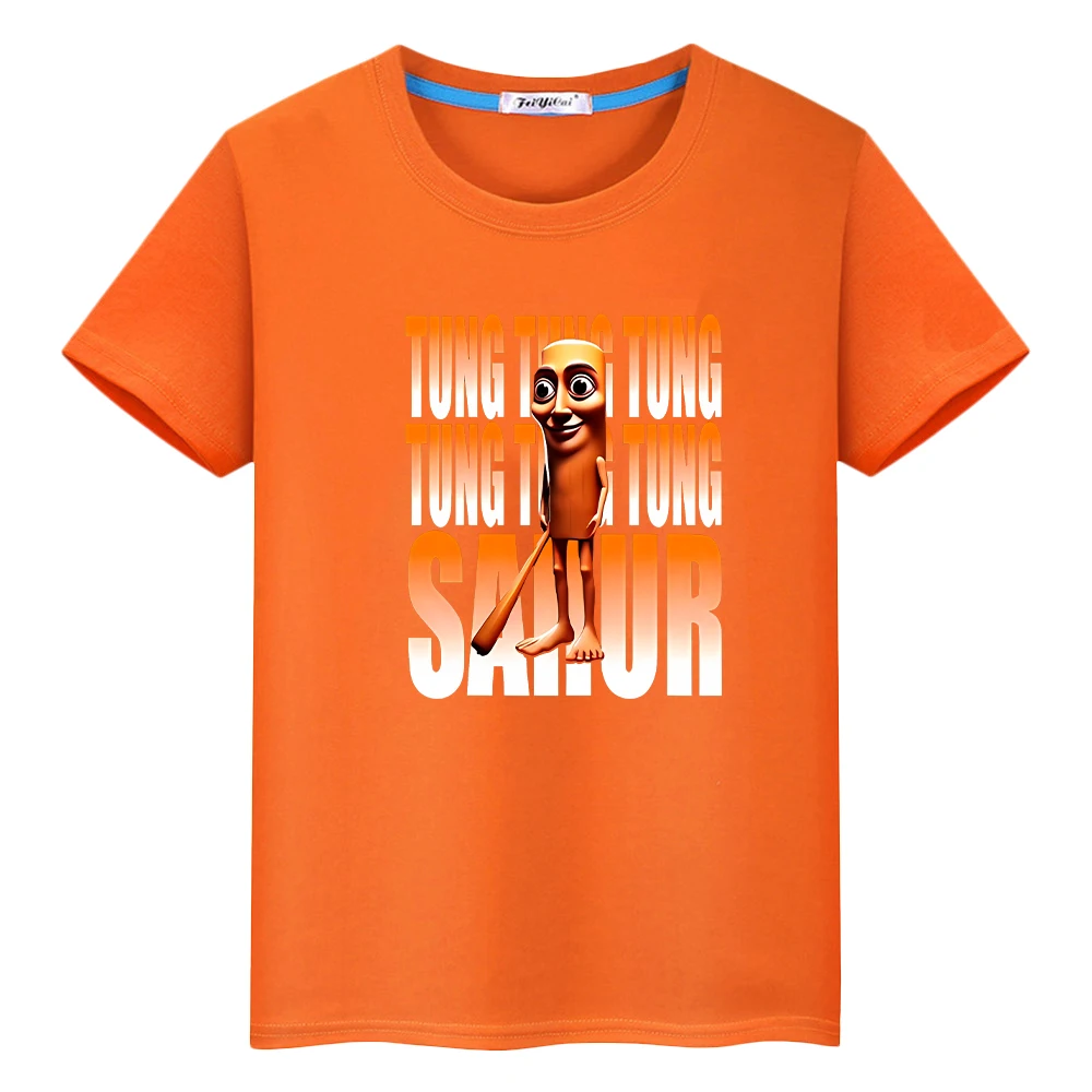 تي شيرت للأطفال الأولاد 10 سنوات تونغ تونغ ساهر طباعة 100% قطن لطيف بلايز كارتون الهالوين تيز y2k أنيمي ملابس أطفال قصيرة فتاة