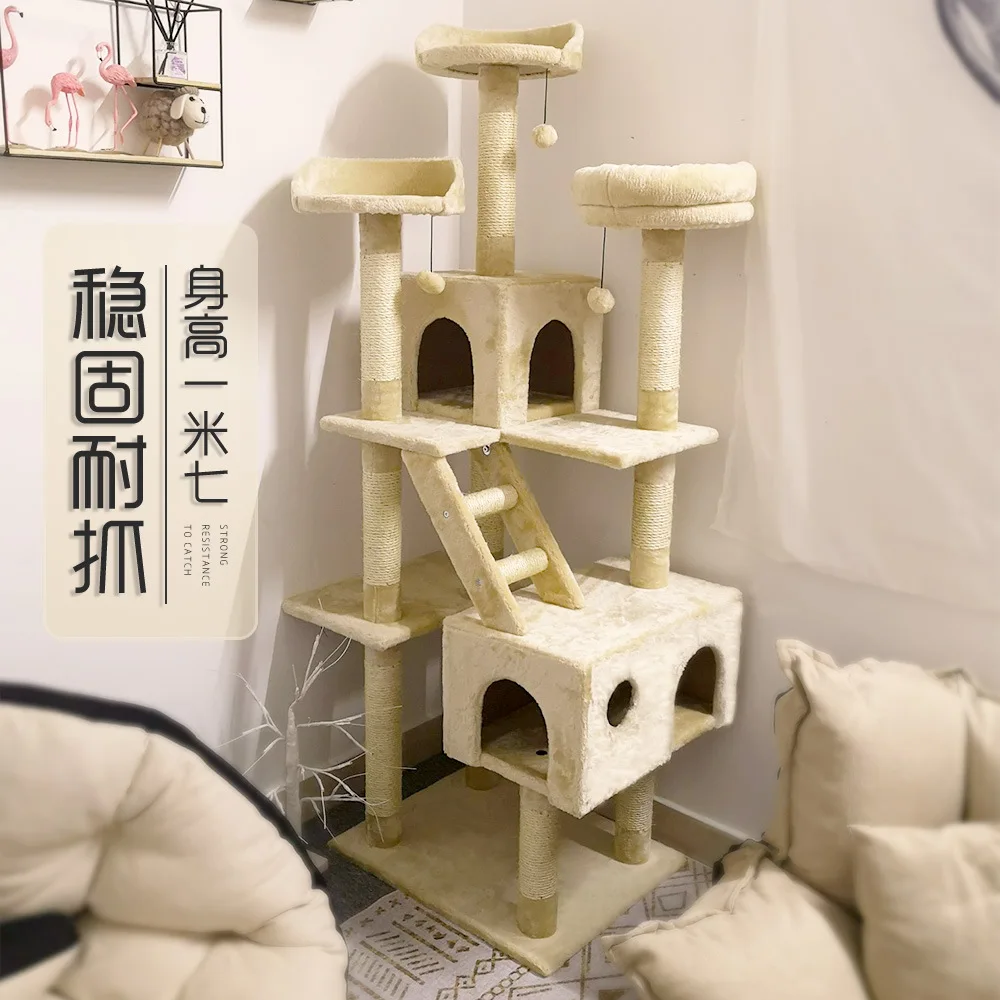 Cat Climbing Frame Nest Tree Integrated Scratching Frame  Sisal Cat Scratching Board  Large Scratching Column