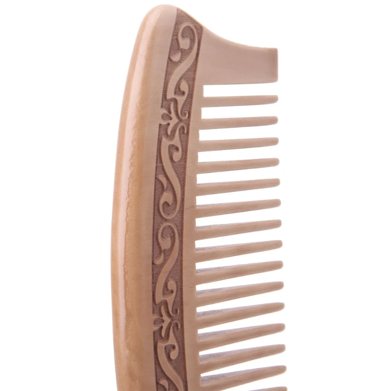 652F Pente dente largo natural pêssego massagem beleza cuidados com os cabelos