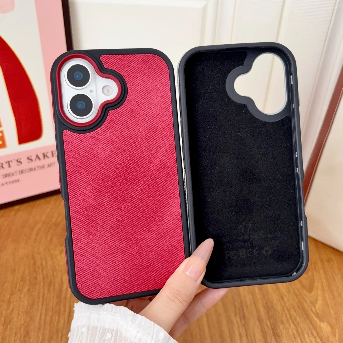 Luxuriöse PU-Leder Handyhülle mit Denim-Textur in Unifarben für iPhone 17 Air 16 E 15 14 13 12 11 Pro Max Plus Matte Stoßfeste Schutzhülle