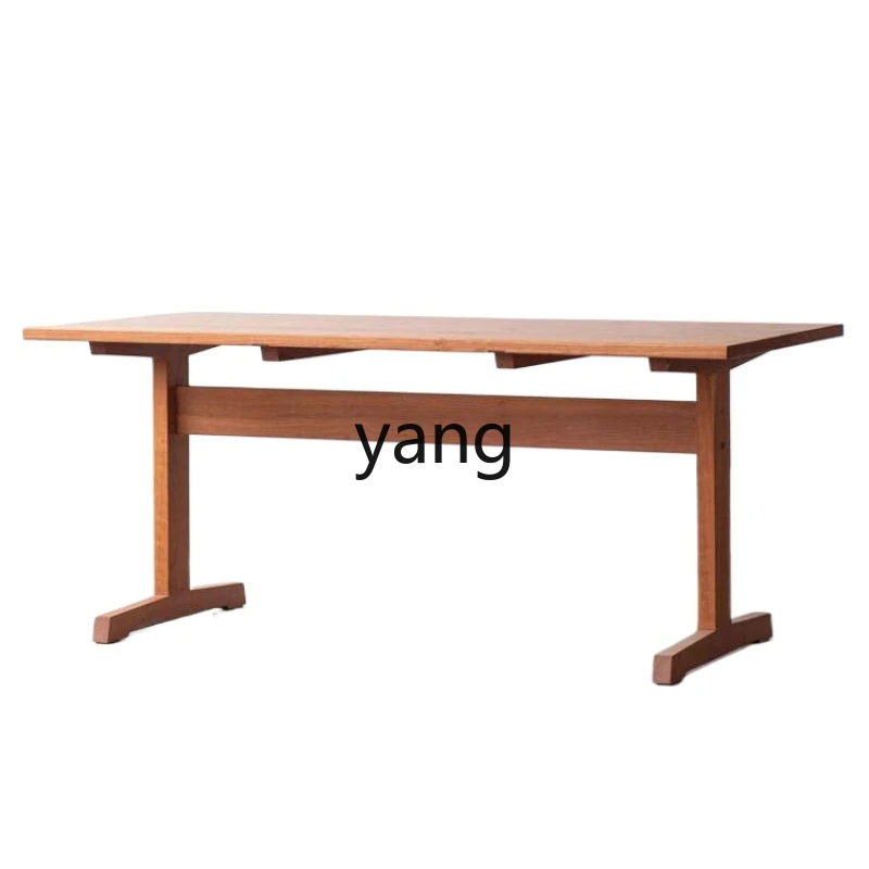 

LXL Solid Wood Dining Table Cherrywood Workbench Log Desk Small Apartment Modern Rectangular