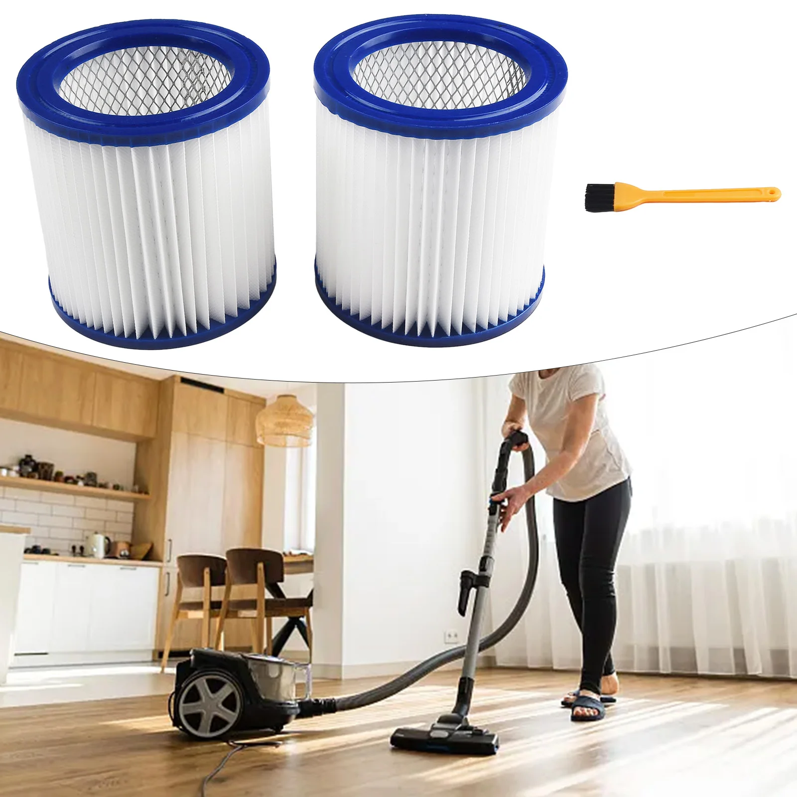 ไส้กรอง 2 ชิ้น และแปรง 1 ชิ้น สำหรับเครื่องดูดฝุ่นรุ่น 9032933 อะไหล่ทดแทนสำหรับเครื่องดูดฝุ่นในครัวเรือน