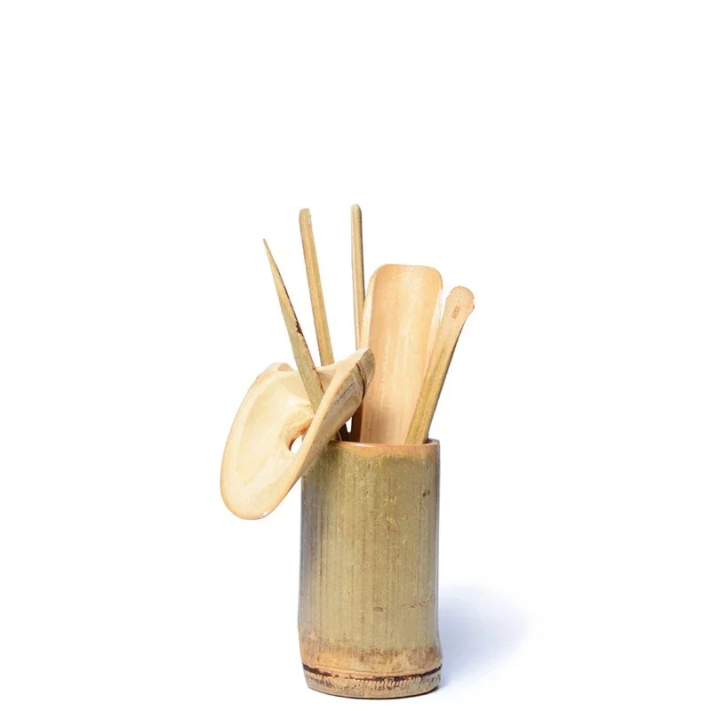 Chinese Bamboo Tea Tools Set Puer Knife Spoon Clip Strainer Vintage Handmade Kung Fu Tea Sets Accessories Ceremony