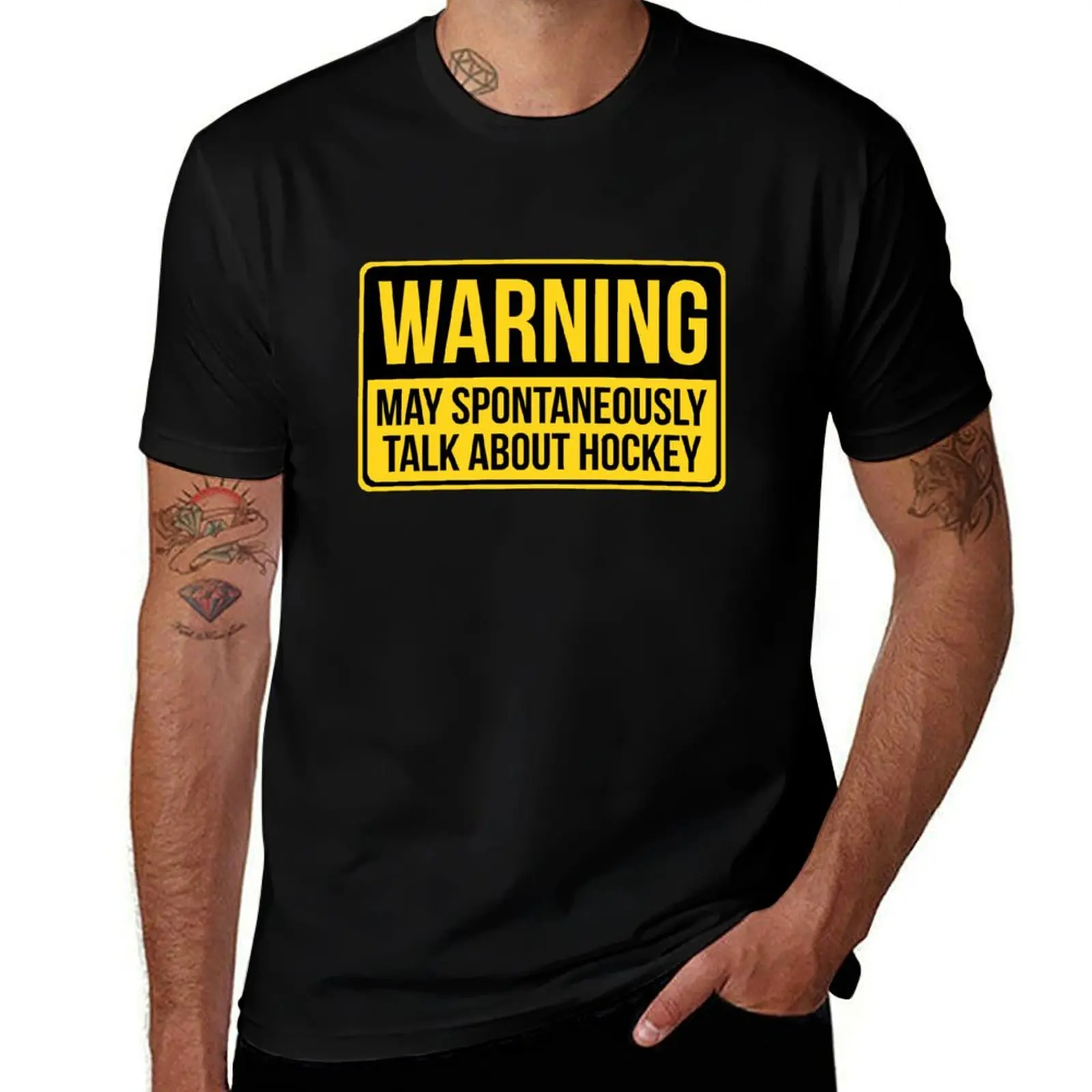 Warning May Spontaneously Talk About Hockey T-Shirt aesthetic clothes anime stuff funny t shirts for men