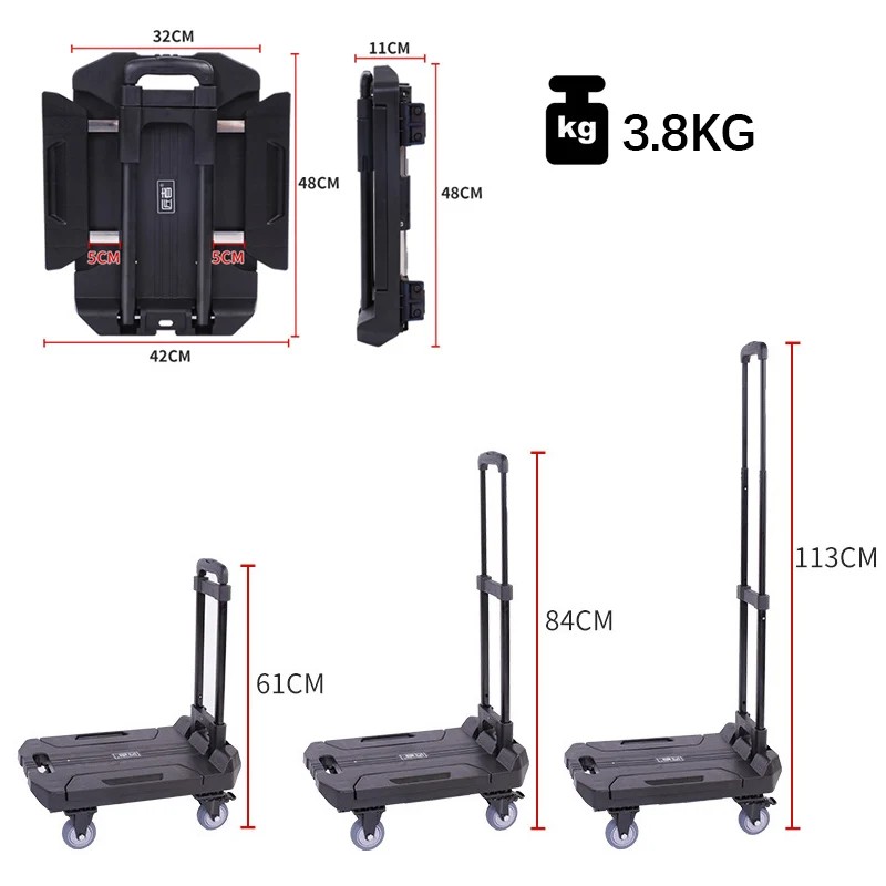 Folding Cart Heavy Duty Hand Truck Foldable Trolley Portable Outdoor Camping Wagon Luggage Cart Multifunction Outdoor Tool