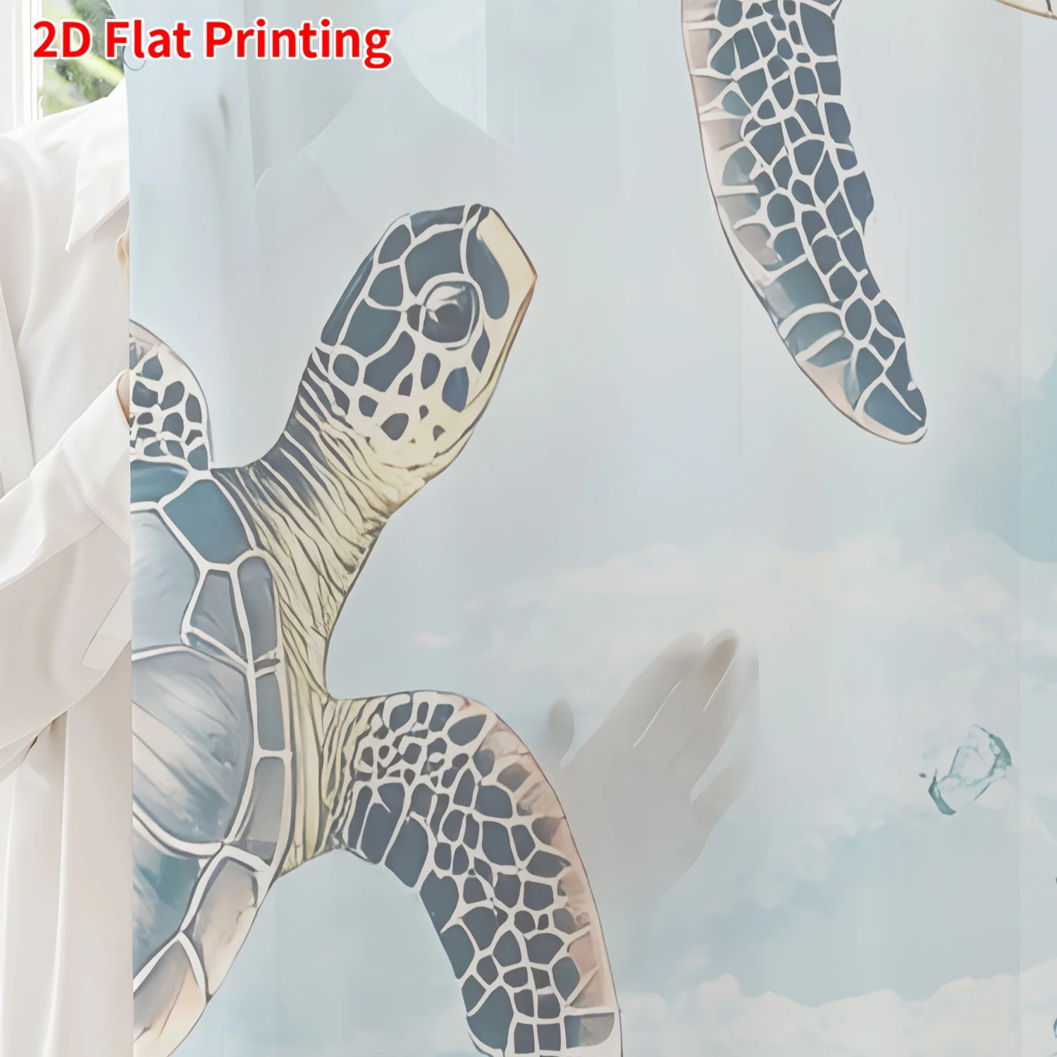 1PC Sheer Curtain, Watercolor Ocean Sea Turtle & Coral Print, Rod Pocket Sheer Drapes for Bedroom Living Room Decor