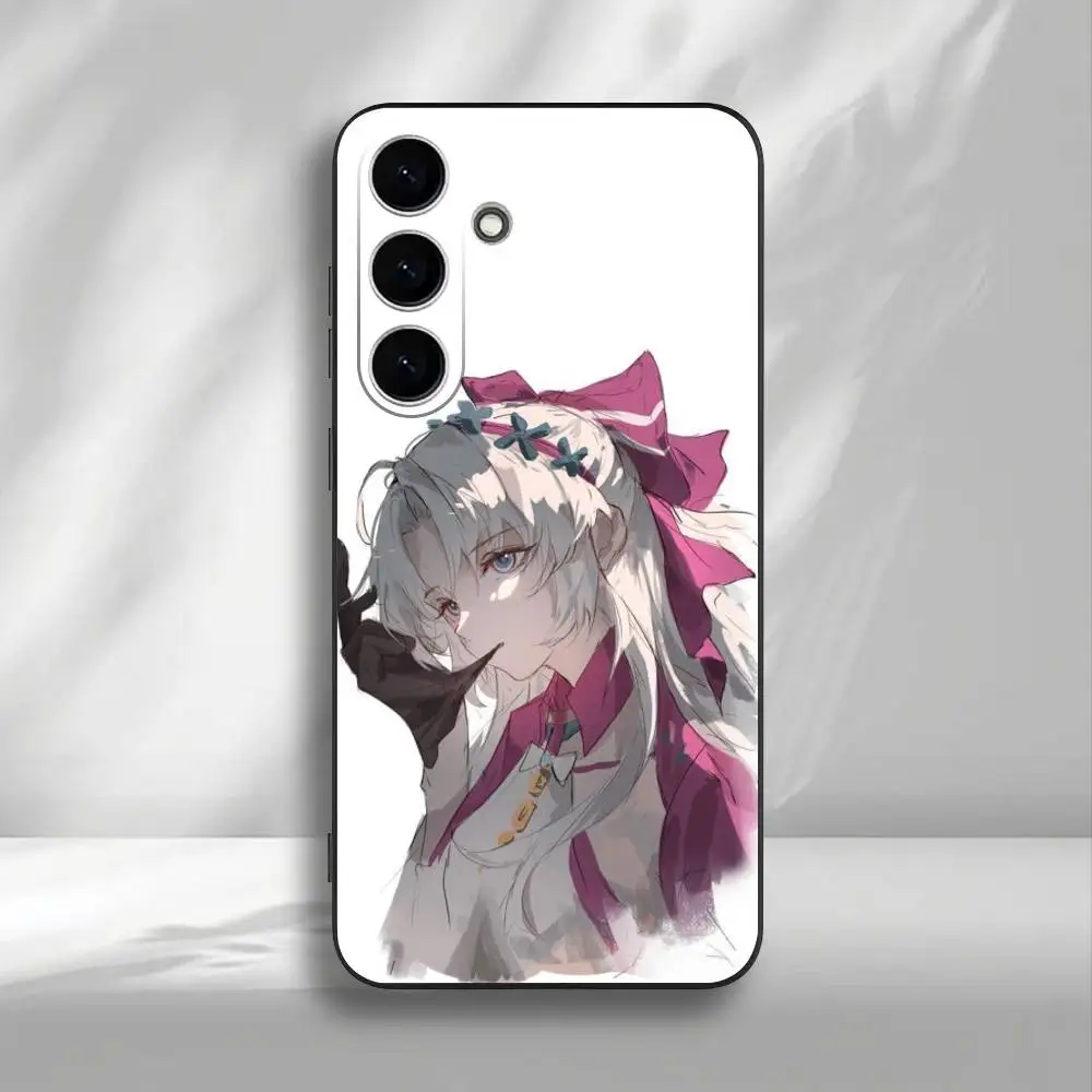 Casing Ponsel Wuthering Waves Carlotta untuk Samsung Galaxy A73,A72,A71,A70,A53,A52,A51, Cangkang Hitam Lembut