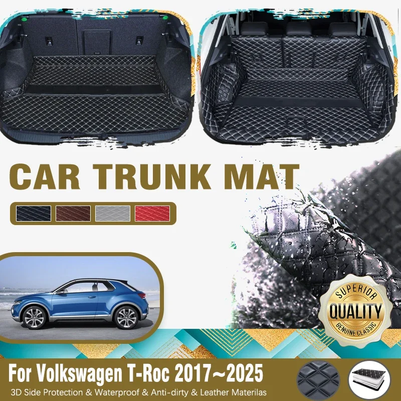 

Leather Car Trunk Mats For Volkswagen T-Roc VW Troc A11 D11 2017-2025 Anti-dirty Carpet Cargo Covers Inner Liner Auto Acessories