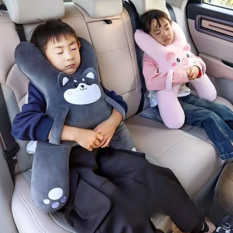 Car Neck Pillow with Seat Belt Safety Sleep Kids Aid Prevent Leaning Head Back Seat Sleeping Comfort During Long Distance Travel