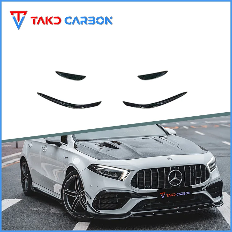 Carbon Brand Real Car Data Development Dry Carbon Fiber Front Bumper Canards For Mercedes BENZ AMG A45 W177 2020-2023