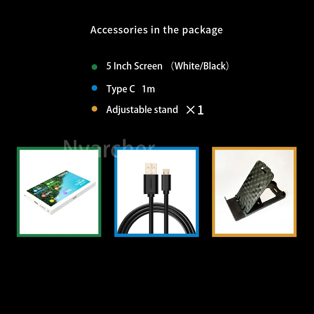 Nvarcher 5 Zoll 800*480 IPS LCD Monitor Display AIDA64 USB Vertikale Sub-Screen-Typ C Unterstützung Dynamische hintergrund Aluminium Shell