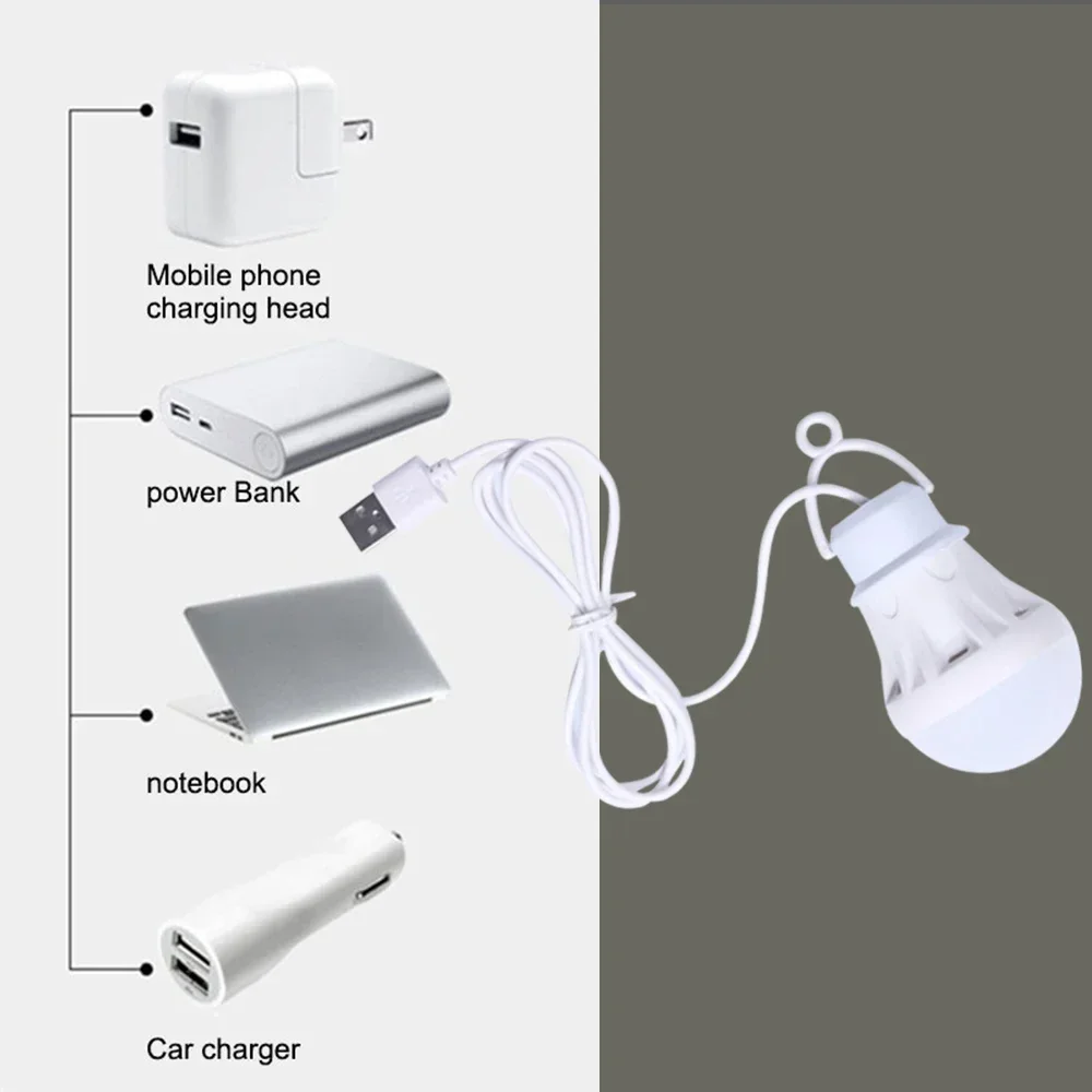 Minibombilla LED con alimentación USB, linterna portátil de 3W y 5V para libros, Camping, lectura, estudiantes, mesa de estudio