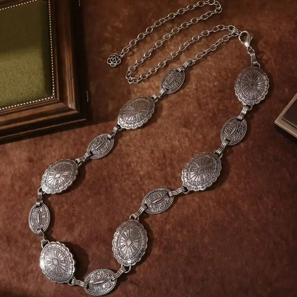 Vintage Belly Chain Bohemian Waist Chains Oval Ethnic Style Dress Belt Chains Jewelry Gold Tassel Body Chain Women