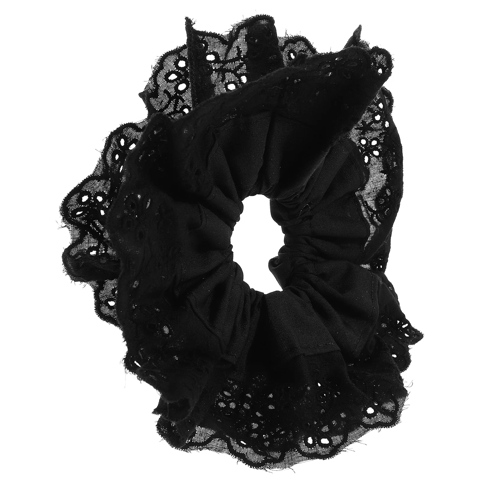 

Double Layer Lace Hair Scrunchies 18cm Black White Elastic Ponytail Holders Women Hair Ties Accessories
