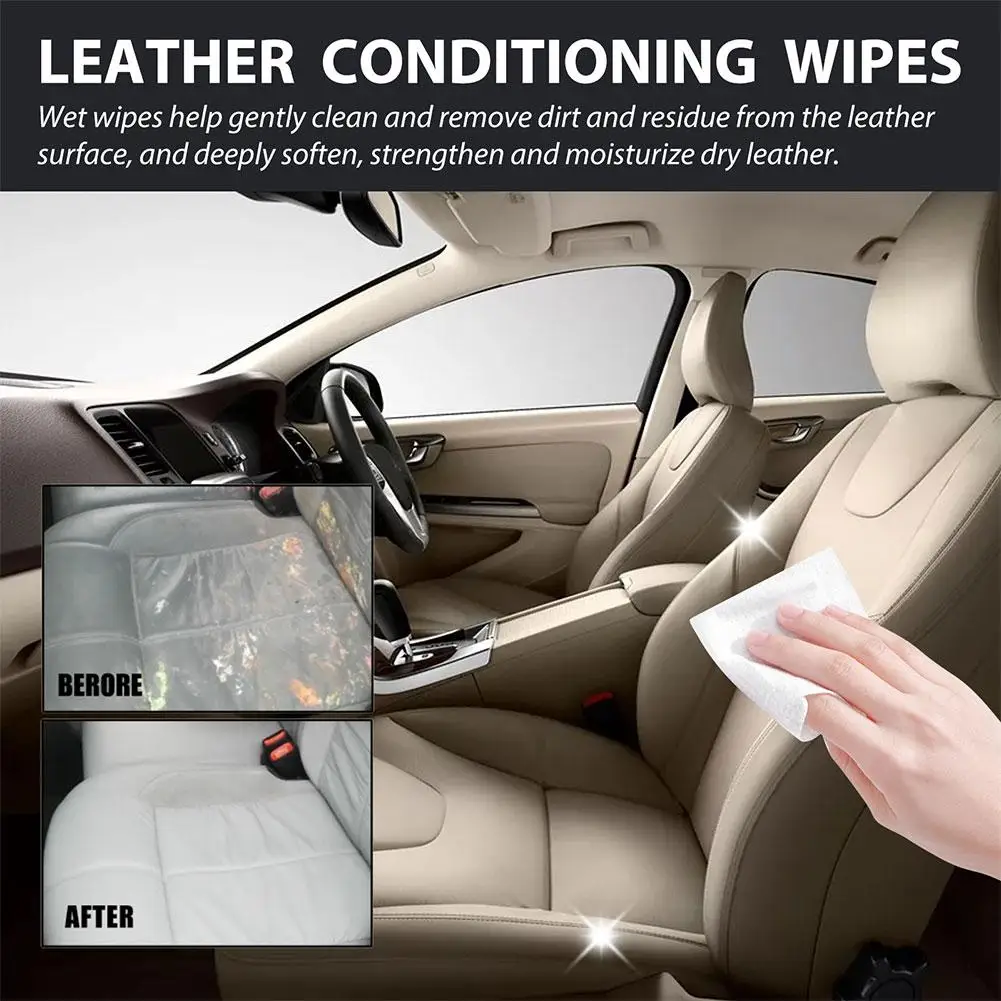 40pcs Leather Cleaner Wipes Leather Cleaner & Conditioner Wipes Prevent Cracking Or Fading Of Leather Couches, Car Seats, Shoes